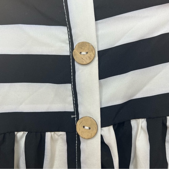 NWT Zanzea Woman's Blck & White Striped Button Down Jumper Sz L casual maxi midi - Picture 7 of 9